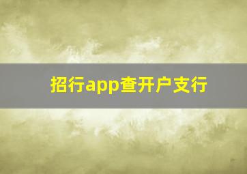 招行app查开户支行