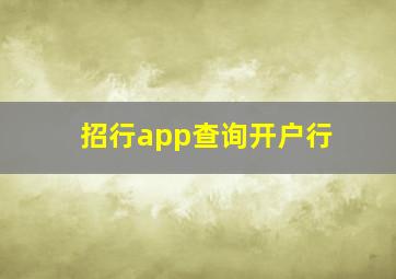 招行app查询开户行