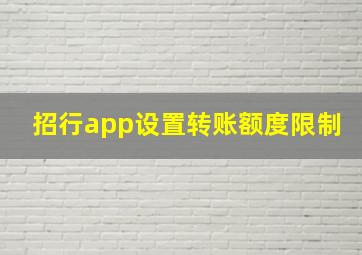 招行app设置转账额度限制