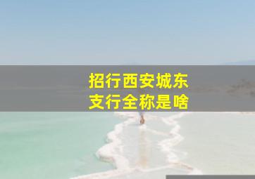 招行西安城东支行全称是啥