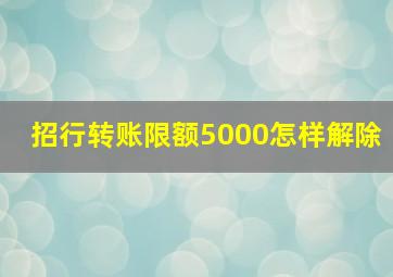 招行转账限额5000怎样解除