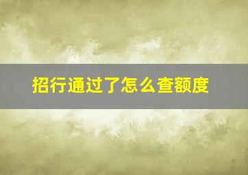 招行通过了怎么查额度