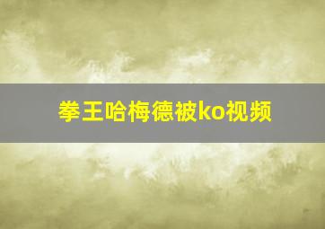 拳王哈梅德被ko视频