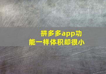 拼多多app功能一样体积却很小