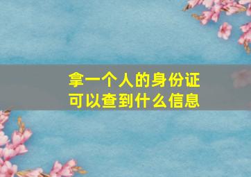 拿一个人的身份证可以查到什么信息