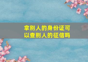 拿别人的身份证可以查别人的征信吗