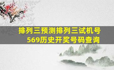 排列三预测排列三试机号569历史开奖号码查询