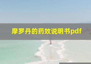 摩罗丹的药效说明书pdf