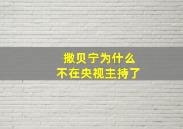 撒贝宁为什么不在央视主持了