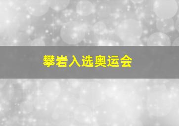 攀岩入选奥运会