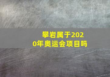 攀岩属于2020年奥运会项目吗