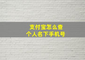 支付宝怎么查个人名下手机号