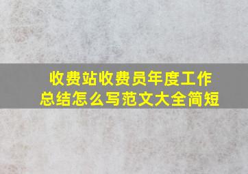 收费站收费员年度工作总结怎么写范文大全简短