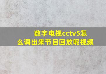 数字电视cctv5怎么调出来节目回放呢视频