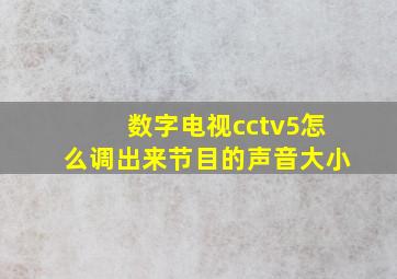 数字电视cctv5怎么调出来节目的声音大小