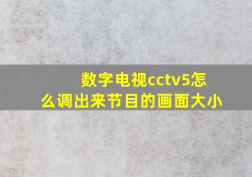 数字电视cctv5怎么调出来节目的画面大小