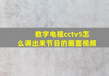 数字电视cctv5怎么调出来节目的画面视频