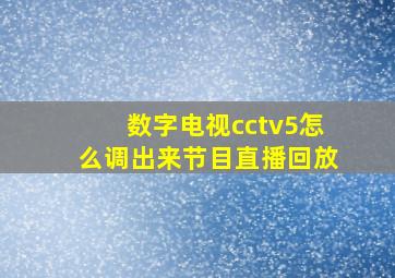 数字电视cctv5怎么调出来节目直播回放