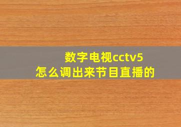 数字电视cctv5怎么调出来节目直播的