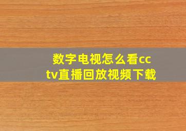 数字电视怎么看cctv直播回放视频下载