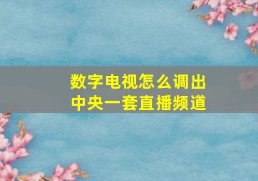 数字电视怎么调出中央一套直播频道