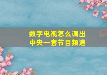 数字电视怎么调出中央一套节目频道