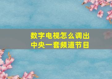 数字电视怎么调出中央一套频道节目