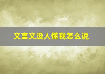 文言文没人懂我怎么说