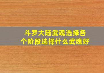 斗罗大陆武魂选择各个阶段选择什么武魂好