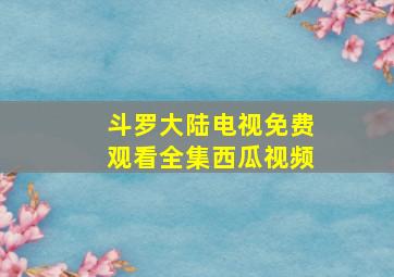 斗罗大陆电视免费观看全集西瓜视频