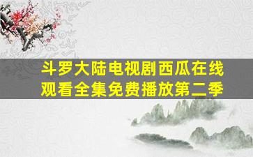 斗罗大陆电视剧西瓜在线观看全集免费播放第二季