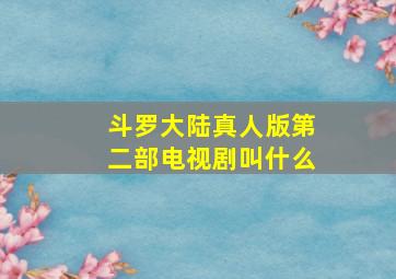 斗罗大陆真人版第二部电视剧叫什么