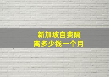 新加坡自费隔离多少钱一个月