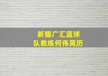 新疆广汇篮球队教练何伟简历