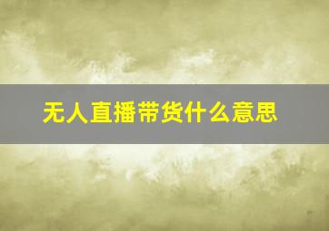 无人直播带货什么意思