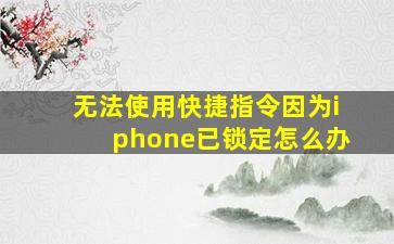 无法使用快捷指令因为iphone已锁定怎么办