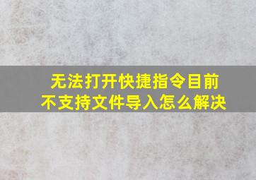 无法打开快捷指令目前不支持文件导入怎么解决