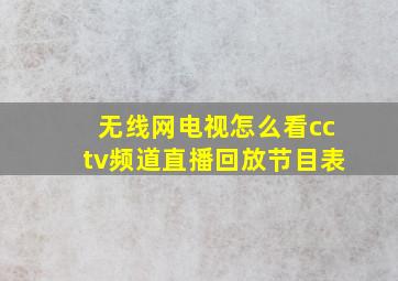 无线网电视怎么看cctv频道直播回放节目表