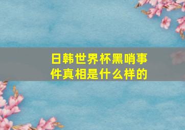 日韩世界杯黑哨事件真相是什么样的