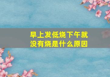 早上发低烧下午就没有烧是什么原因