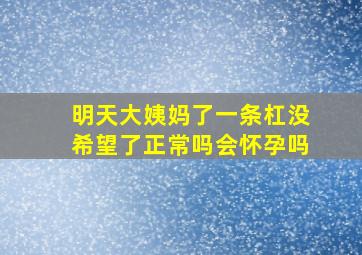 明天大姨妈了一条杠没希望了正常吗会怀孕吗