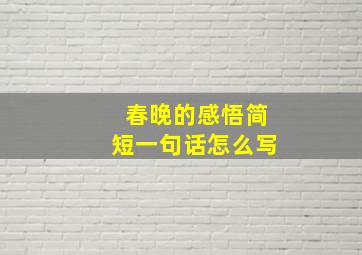 春晚的感悟简短一句话怎么写