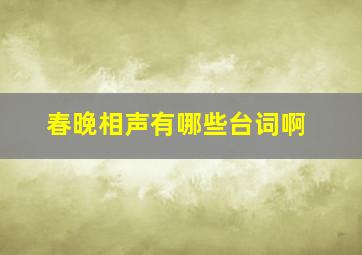 春晚相声有哪些台词啊