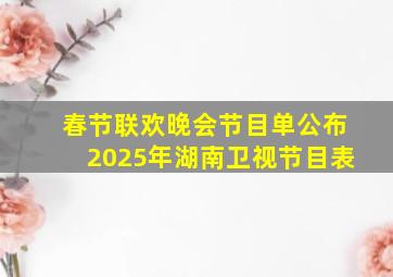 春节联欢晚会节目单公布2025年湖南卫视节目表