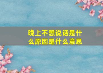 晚上不想说话是什么原因是什么意思