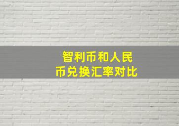 智利币和人民币兑换汇率对比