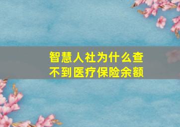 智慧人社为什么查不到医疗保险余额