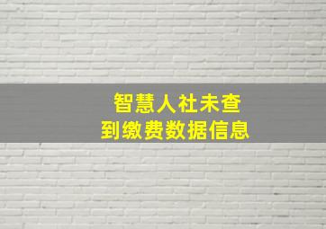 智慧人社未查到缴费数据信息