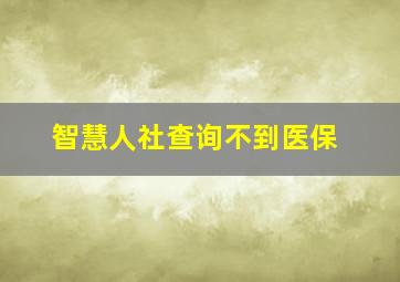 智慧人社查询不到医保