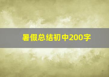 暑假总结初中200字